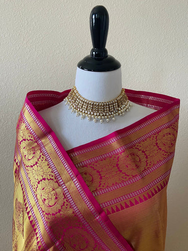 Kanchipuram/Kanchivaram handloom pure tissue silk saree | double shade | Silk Mark | Ships from California